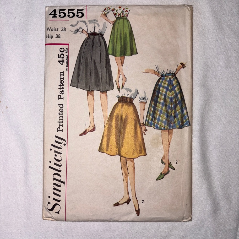 Early 1960’s Simplicity skirt pattern with 4 variations. S4555
